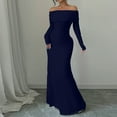 thumbnail image 5 of LWavelet Womens Off Shoulder Long Sleeve Bodycon Maxi Dress Evening Formal Party Dress Navy S, 5 of 5