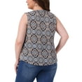 thumbnail image 3 of Plus Size Top for Women Sleeveless Floral Print V Neck Tunic Tank Tops Blouse Shirts 2X Navy Blue, 3 of 6