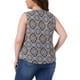thumbnail image 3 of Blusa sin mangas de talla grande para mujeres, con estampado floral, cuello en V, túnica, camiseta 3X, azul marino, 3 of 5