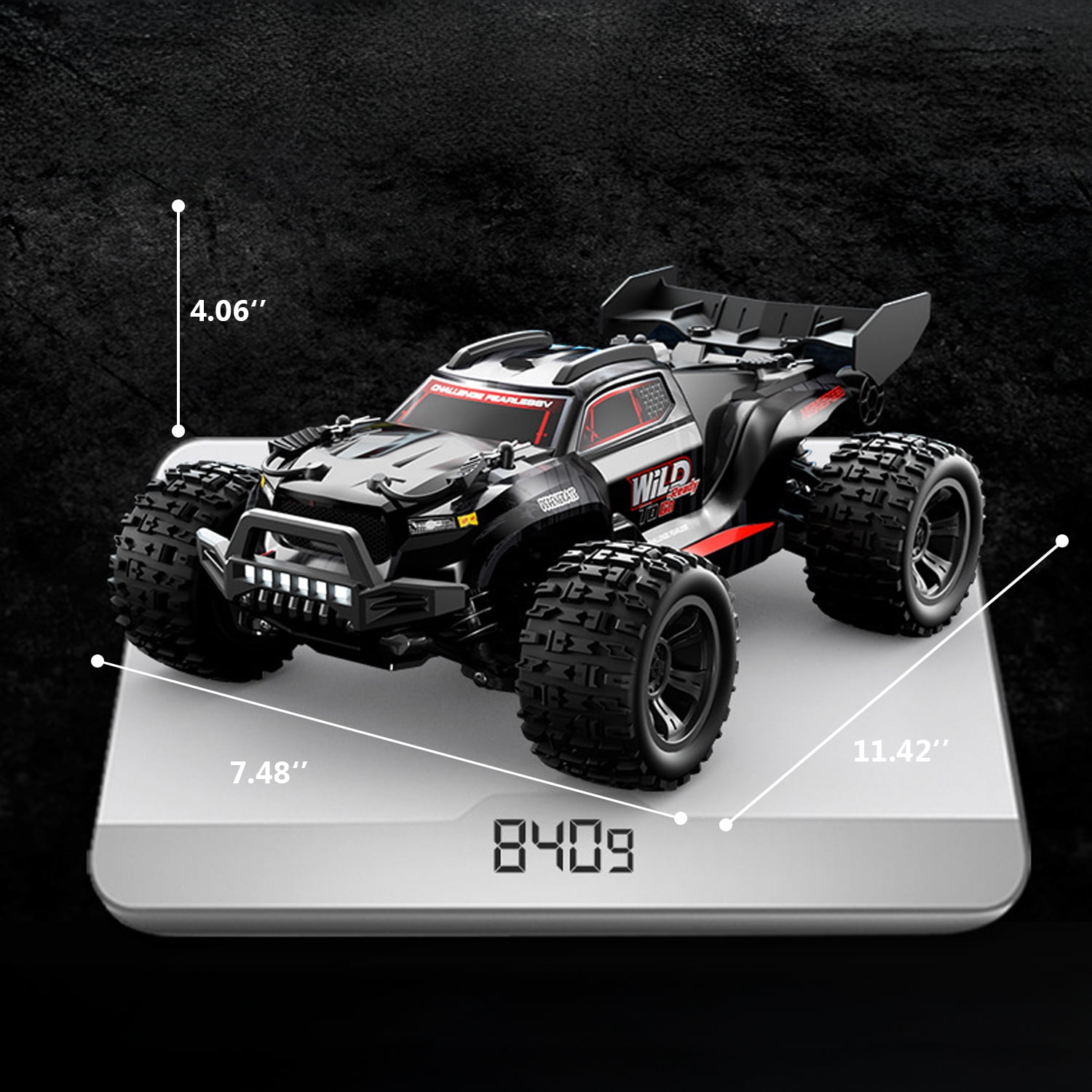 Absoke 1/16 RC Offroad Truck - Durable Beginner RC Car, High Speed 40 Km/h, Remote Control Monster Truck with 2 Rechargeable 7.4V 1500 mAh Batteries,Gifts for Adult and Boys