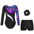 thumbnail image 2 of TiaoBug Kids Girls Gymnastics Leotards with Shorts Ballet Dancewear Unitards Starry Black 6, 2 of 5
