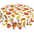 thumbnail image 1 of Nappe Ronde d'Automne 70 Pouces Orange Brûlé Feuilles de Citrouille Nappe Feuilles d'Automne Récolte Action de Grâce Couvre-Table Polyester Nappes Intérieures Extérieures pour Cuisine Salle à Manger Fête, 1 of 6