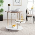 thumbnail image 6 of SAFAVIEH Iva Modern 3 Tier Swivel Pub Bar Table, Light Walnut/Gold, 6 of 17