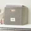 Better Homes & Gardens Charleston Collection Grey Large Collapsible Bin with Label Holder ,Closet Organizers