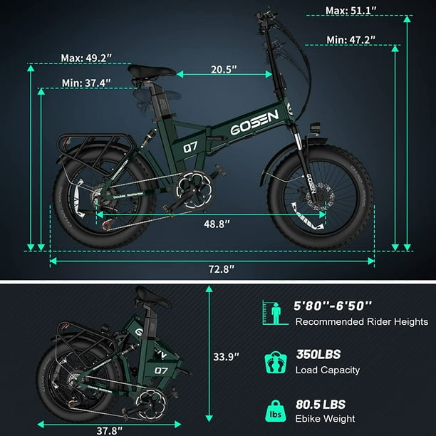 GOSEN Q7 Electric Bike for Adults 750W Motor Peak 1000W 140 Miles Long Range 31AH Dual Battery Ebike 20 x 4.0 Fat Tire Electric Bicycle with Hydraulic Brakes and Shimano 7 Speed