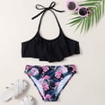 thumbnail image 2 of Pimfylm Girl Tankini Set Girls Swimsuit Two Pieces Bikini Set Ruffle Bathing Suits Swimwear Black,Size for 9-10 Years, 2 of 8