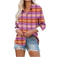 thumbnail image 2 of ZVAVZ Womens Clothing Clearance under $5 Womens Plaid Shacket Jacket Hooded Color Block Jacket Long Sleeve Button Down Flannel Jackets Warm Coat Fall Plus Size Tops With Pockets, 2 of 6