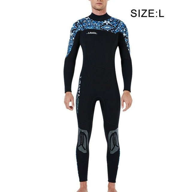 3MM Wetsuits Insulation One-piece Professional Diving Suit Comfortable Three-layer Fabric Thickened Keep Warm Surf Suit Men's blue L