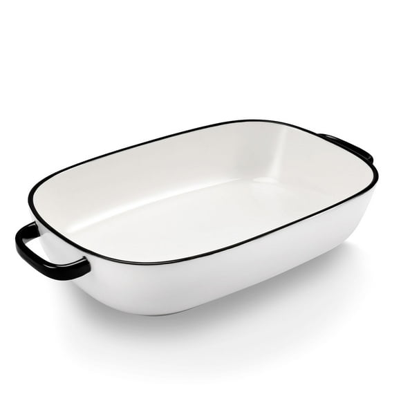 Fuente para hornear de cerámica de 4.5 cuartos para servir cazuela, lasaña, gratinar, asar y hornear. Bandeja grande de 14 x 10 x 3,11 pulgadas, segura para horno, microondas, refrigerador, gabinete d