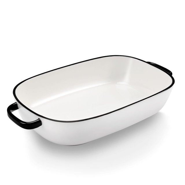 Fuente para hornear de cerámica de 4.5 cuartos para servir cazuela, lasaña, gratinar, asar y hornear. Bandeja grande de 14 x 10 x 3,11 pulgadas, segura para horno, microondas, refrigerador, gabinete d