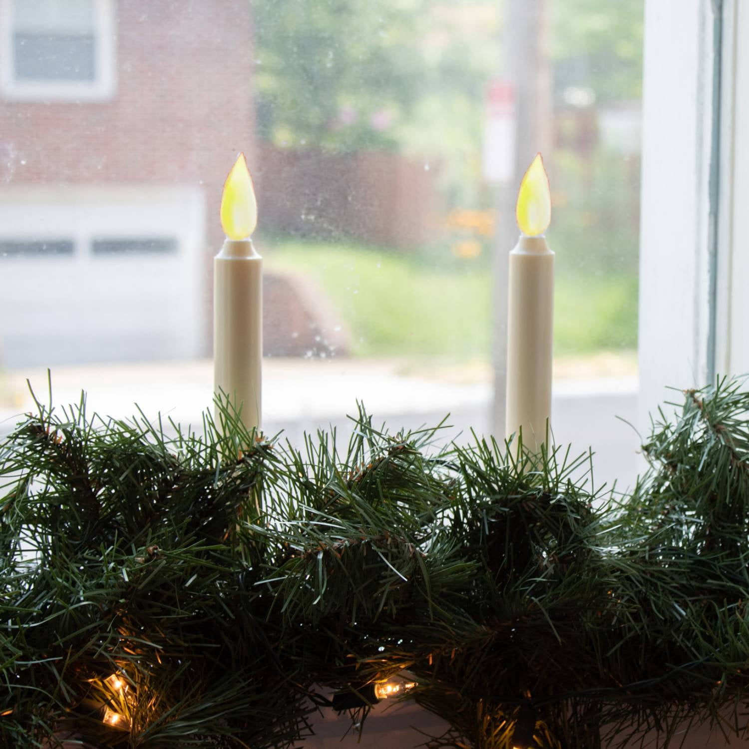Delighted Home LED Window Candles, Battery Powered Flameless Tapers, Indoor Year Round and Holiday Decor, Ivory, 2 Pack