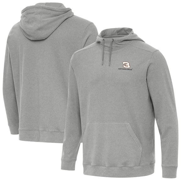 Men's-Antigua  Heather Gray Austin Dillon Cloud Pullover Hoodie