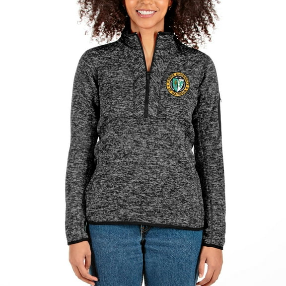 Women's Antigua Black XULA Gold Fortune Half-Zip Pullover Jacket