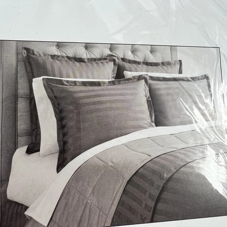 Luxury Hotel Damask Stripe 600 Thread-Count Supima Cotton Euro Sham, Charcoal