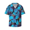 thumbnail image 2 of Lsque Blue Butterflies print Men's Cuban Collar Short Sleeve Shirt Summer Beachwear Casual Button Down Fashionable Vacation Leisure Shirt-XX-Large, 2 of 7