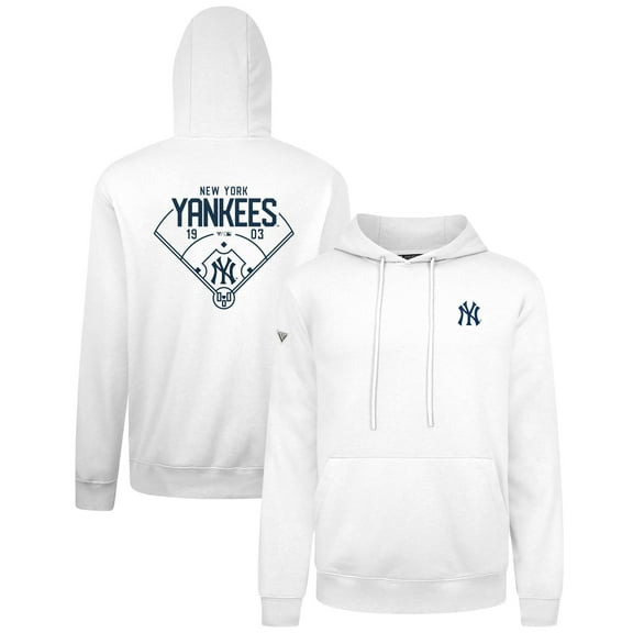 Men's Levelwear White New York Yankees Podium Primary Pullover Hoodie