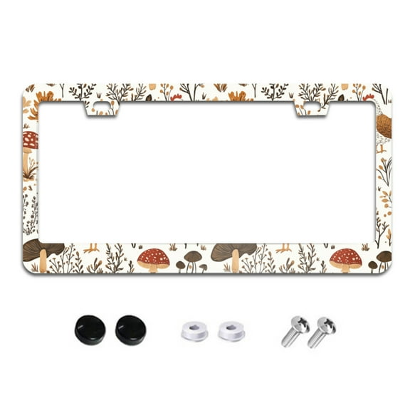 Chickens and Mushrooms License Plate Frames for Women Men Car Plate Holder Cover Metal Tag Aluminum Car Accessories Front Rear Plate Decor