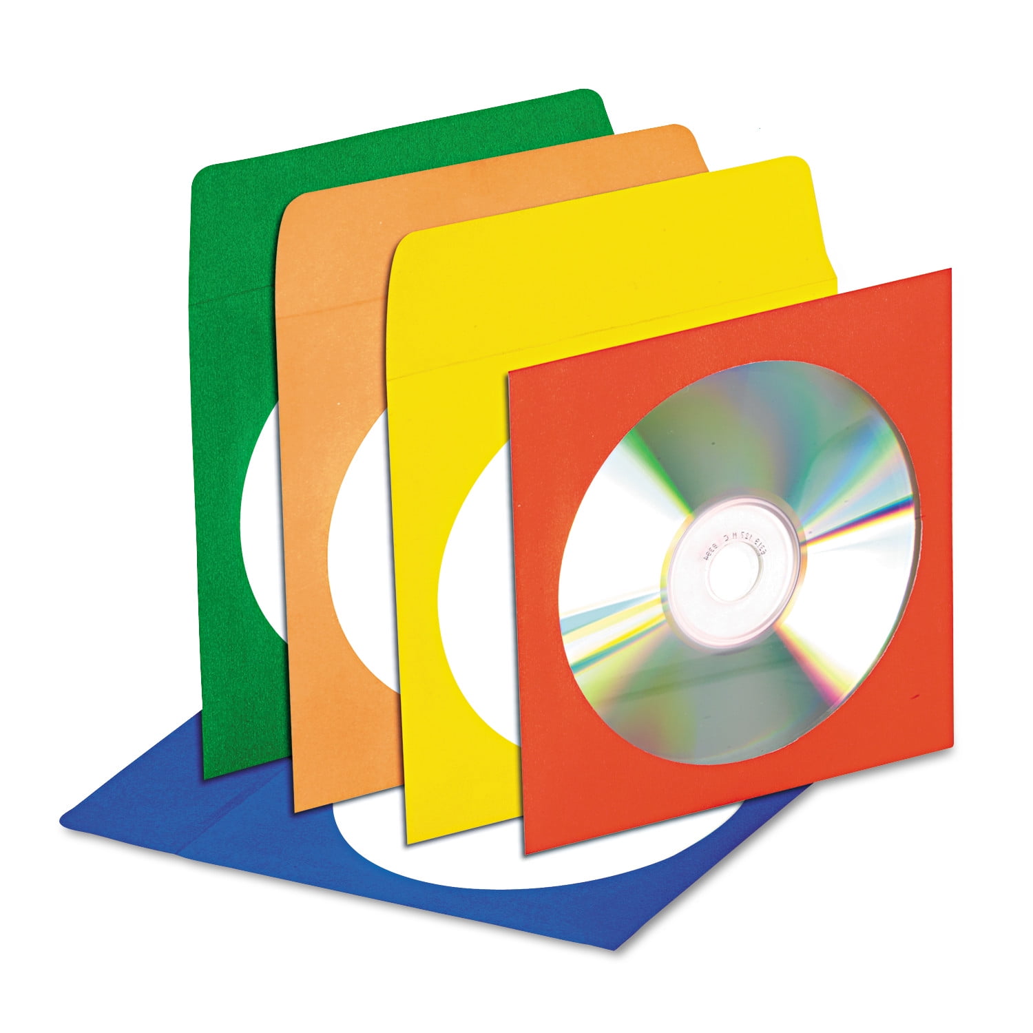 Innovera CD/DVD Envelopes with Clear Window, Assorted Colors, 50/Pack