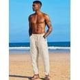 thumbnail image 4 of COOFANDY Men Casual Cotton Linen Loose Pant Elastic Waist Drawstring Harem Pants, 4 of 7