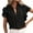 Black, variant on Trendy Casual Tops for Women V-Neck Double Ruffle Short Sleeve Solid Color Comfortable Stylish Everyday Tops