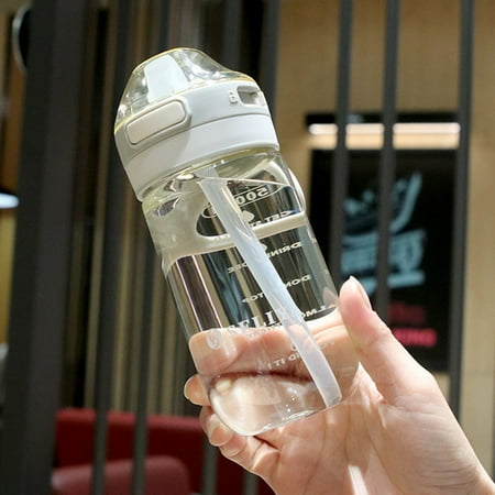 

Skearow 17oz Cup Spill-Proof Cups Reusable Cold Mugs Leak-Proof Water Bottle With Lid Straw Drinking Feathery 500 ml