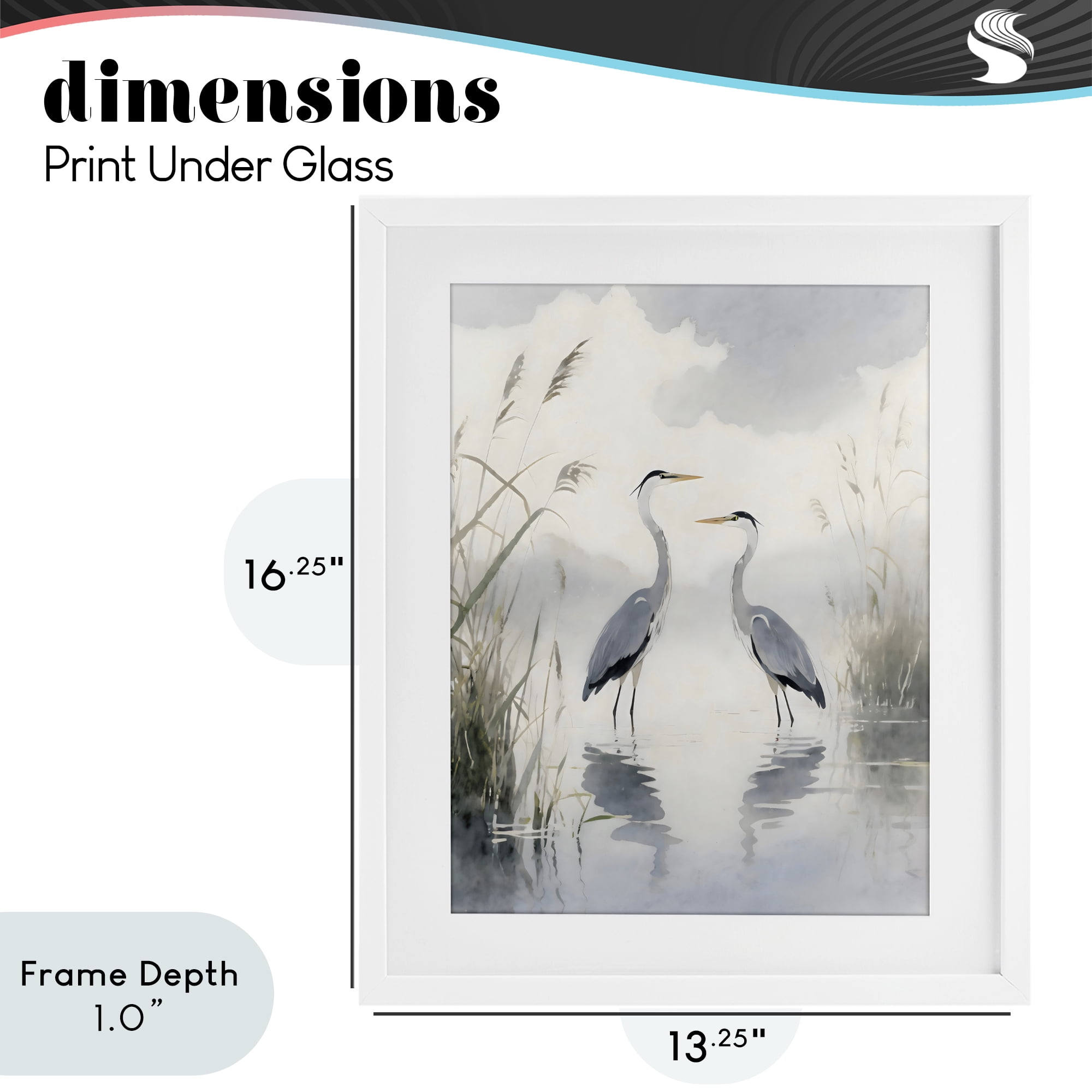 Stupell Industries Serene Wetlands Heron Reflections White Framed Print Under Glass, design by Creative Studio