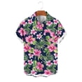thumbnail image 6 of Mens Hawaiian Shirt Short Sleeve Button Down Cotton Floral Shirts Casual Tropical Beach Summer Shirts Pink L, 6 of 7