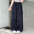 thumbnail image 6 of TIREOW Girls Wide Leg Pants Solid Color Elastic High Waist Drawstring Baggy Casual Pants Stylish Streetwear Lightweight Track Pants Joggers, 6 of 6
