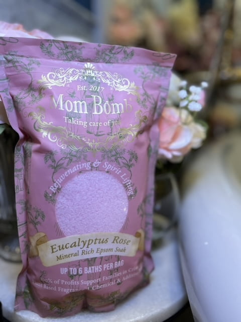 Mom Bomb Eucalyptus Rose Bath Soak, 3 lb, Plant-Based, Essential Oils, Hormone-Safe