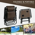 thumbnail image 5 of Outsunny Zero Gravity Chair Set with Side Table, Adjustable & Folding Reclining Lounge Chairs, Anti-Gravity Chairs with Cupholders & Pillows, Brown, 5 of 9