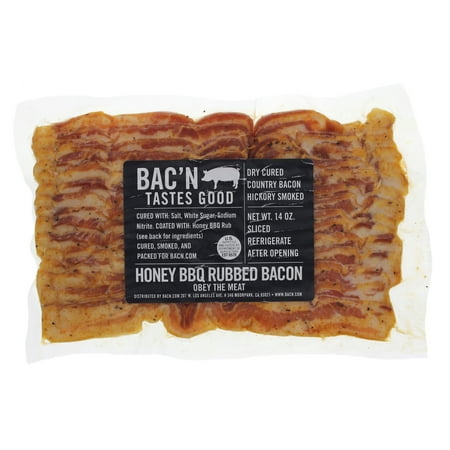 Hickory Honey - BAC'N Dry Cured Hickory Smoked Honey BBQ Country Bacon, 14oz.