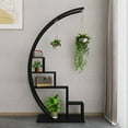 thumbnail image 3 of Black Plant Shelf, 5 tiers Metal Plant Stand with Hanger , Half Moon Shaped Creative Plant Shelf Holder for Home Patio, 3 of 6