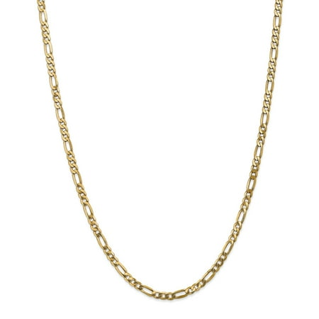 14K Yellow Gold 4mm Flat Figaro Chain Necklace, 18"