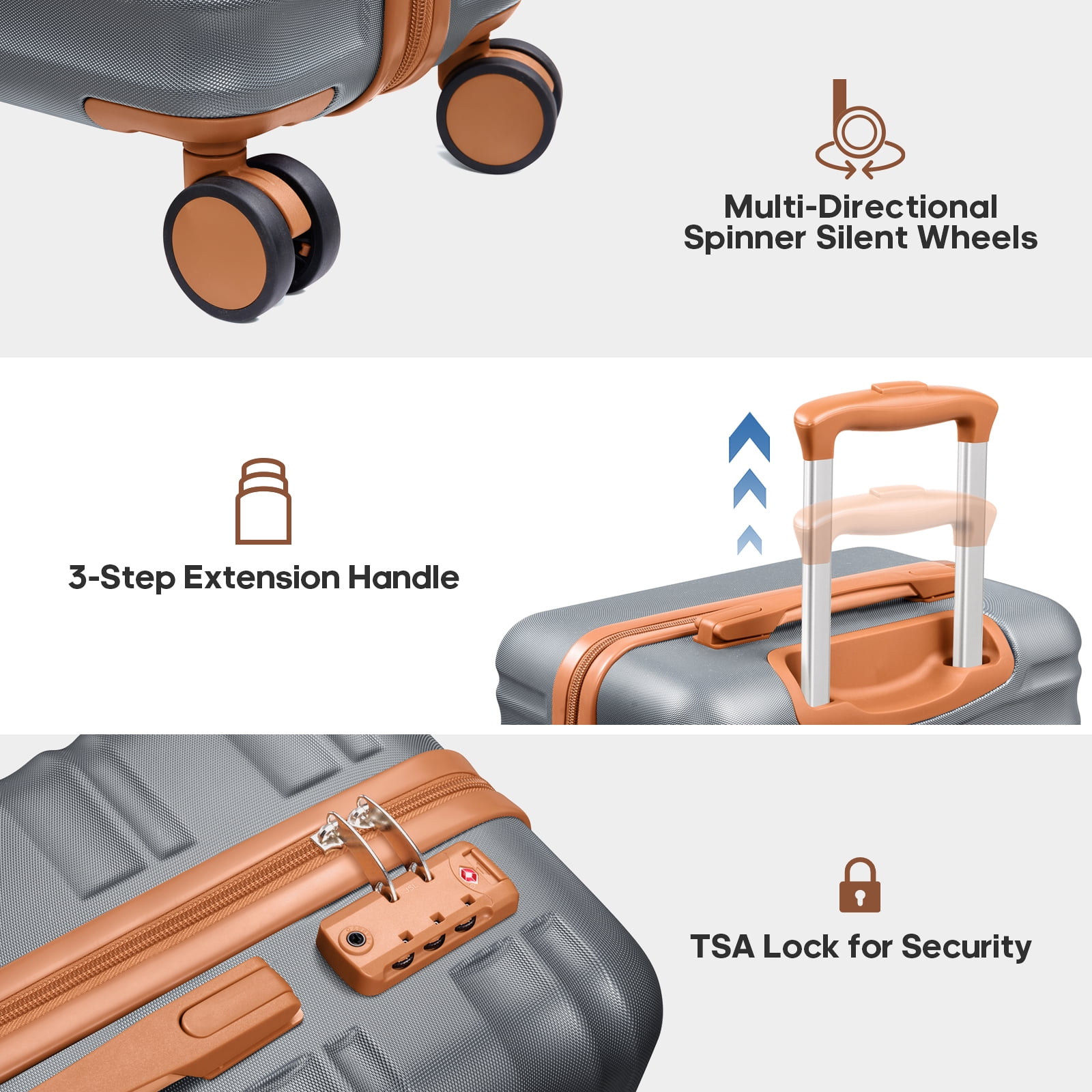 MIUSSE Hard Shell Luggage Sets 7 Pieces, 28/24/20 inch Suitcase Sets with Spinner Wheels & TSA Lock, Hard Case Luggage Set with Travel Backpack and Packing Cubes