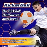 Kickerball Swerve and Curve Size 4 Soccer Ball, Soccer Training Ball with Special Curving Panels, Outdoor and Indoor Soccer Ball, Fun Soccer Ball for Kids and Adults, White and Orange