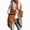Caramel, variant on Women's Fleece Long Gilets Body Warmer Padded Reversible Sleeveless Vests Zip Up Outwear Jacket