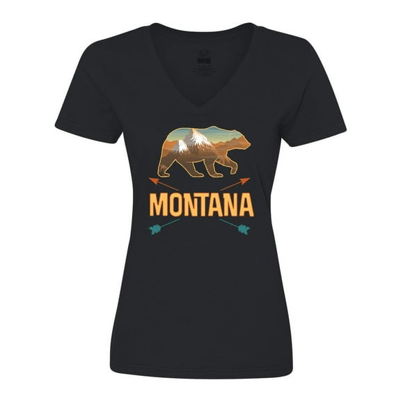 Inktastic Montana Vacation Bear Silhouette Women's V-Neck T-Shirt