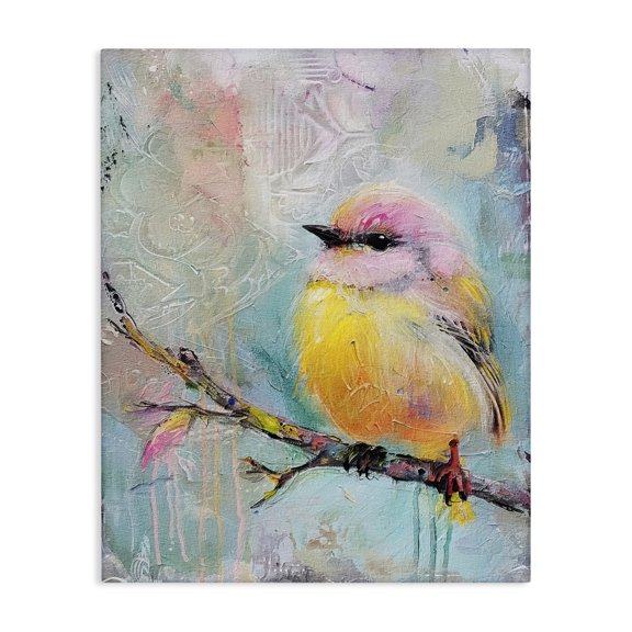 Stupell Industries Soft Pastel Bird Animals Painting Wrapped Canvas Art Print Wall Art, 16 x 20