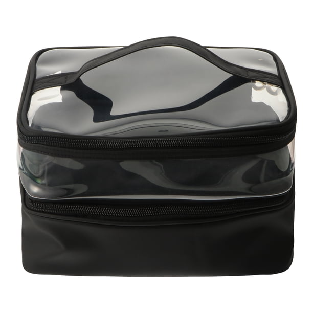 1 neceser de maquillaje de doble capa, organizador de cosméticos, bolsa de viaje para exteriores.