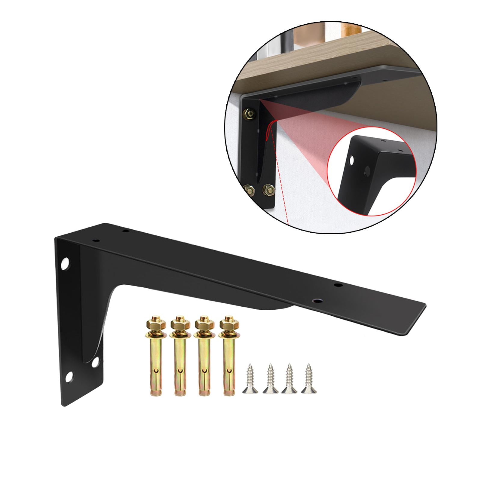 Shelf Bracket, Black Heavy Duty Steel Wall Mounted Triangular Tripod Bracket for 19.1cm