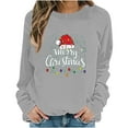 thumbnail image 5 of lulshou Women's Christmas Print Crewneck Sweatshirt Festive Holiday Long Sleeve Pullover Sweater Style Gift for Family, Gray, M, 5 of 6