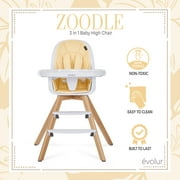 Evolur Zoodle 2 in 1 Baby High Chair in Light Grey, Easy to Clean, Adjustable and Removable Tray, Compact and Portable Convertible High Chair for Babies and Toddlers Light Gray