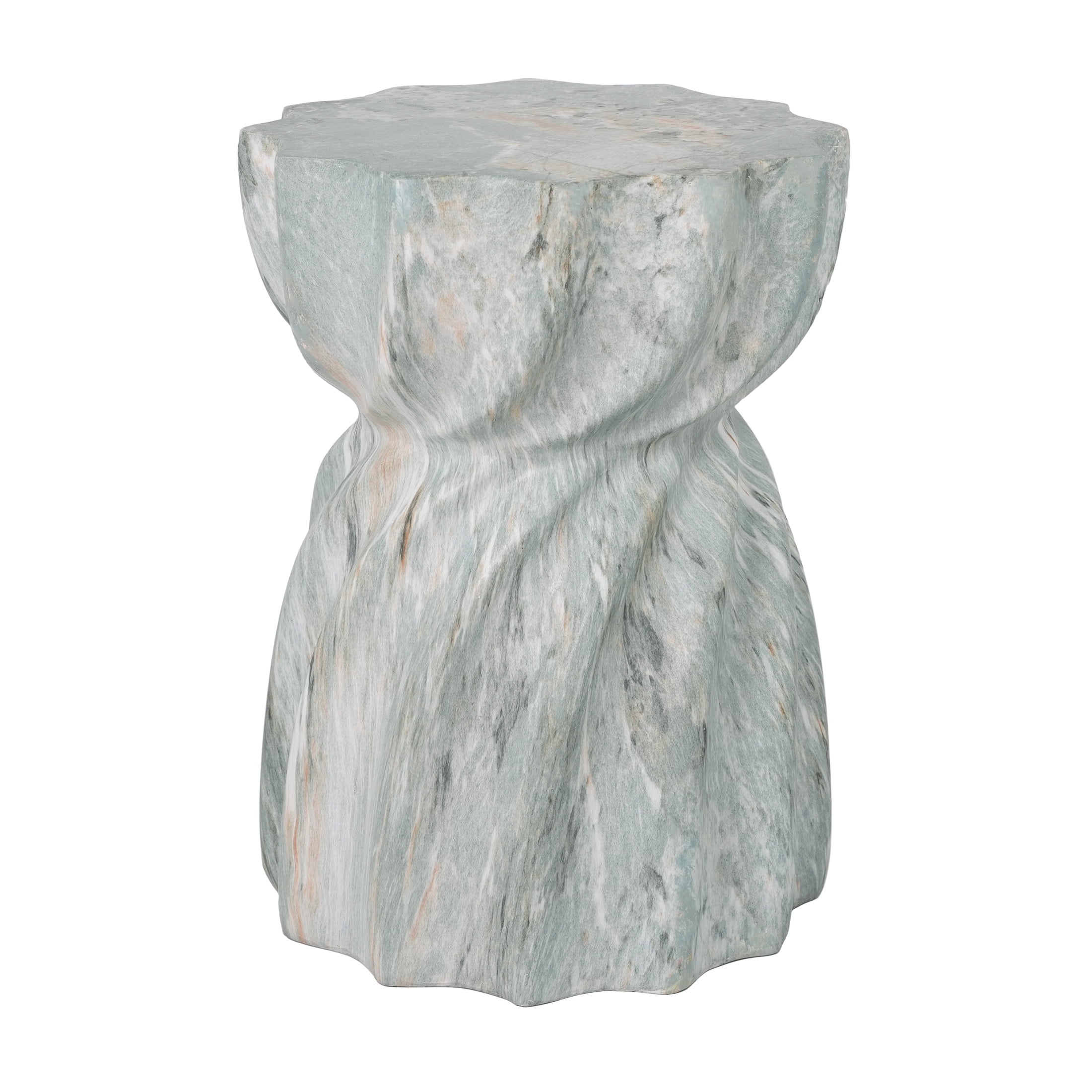 Christopher Knight Home 19" Indoor Outdoor Lightweight Concrete Hourglass Accent Side Table, Green Marble
