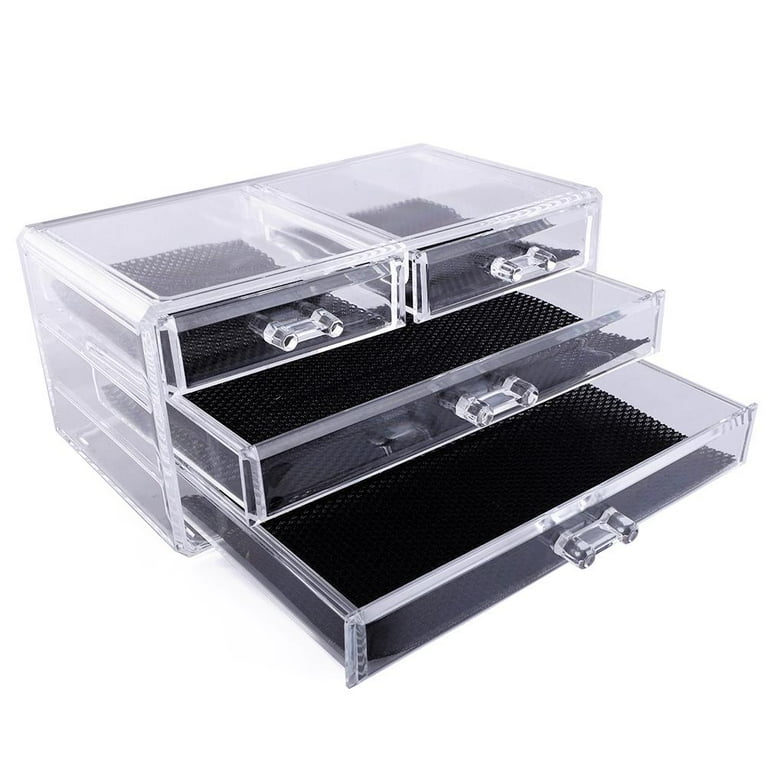 Stackable Makeup Storage Drawers, Vtopmart 4 Pack Acrylic Bathroom  Organizers, Clear Plastic Storage Bins