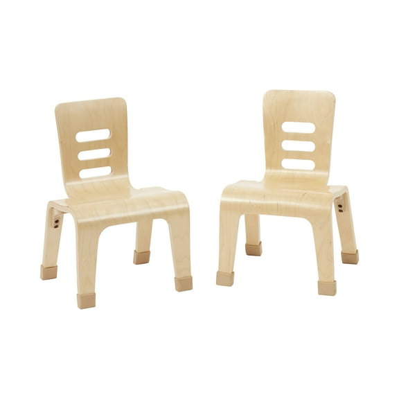 ECR4Kids Stackable Bentwood Chair, 10in Seat Height, Montessori Furniture, Natural, 2-Pack