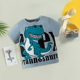 thumbnail image 2 of Toddler Kids Baby Boys Summer Cartoon Dinosaur Short Sleeve Crewneck T Shirts Tops Tee Two Color Optional, 2 of 6