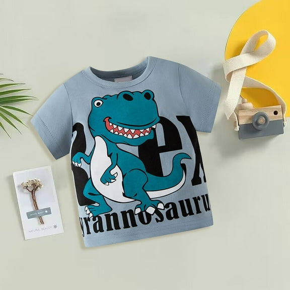 Vedolay Crop Top Toddler Boy Print Shirt Short Sleeve Tops Casual Tee Summer Clothes,Blue 9-10 Years