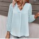 thumbnail image 5 of Blusa de gasa de manga larga con cuello en V de color sólido de verano a la moda para mujer Fridja  hj3962, 5 of 7