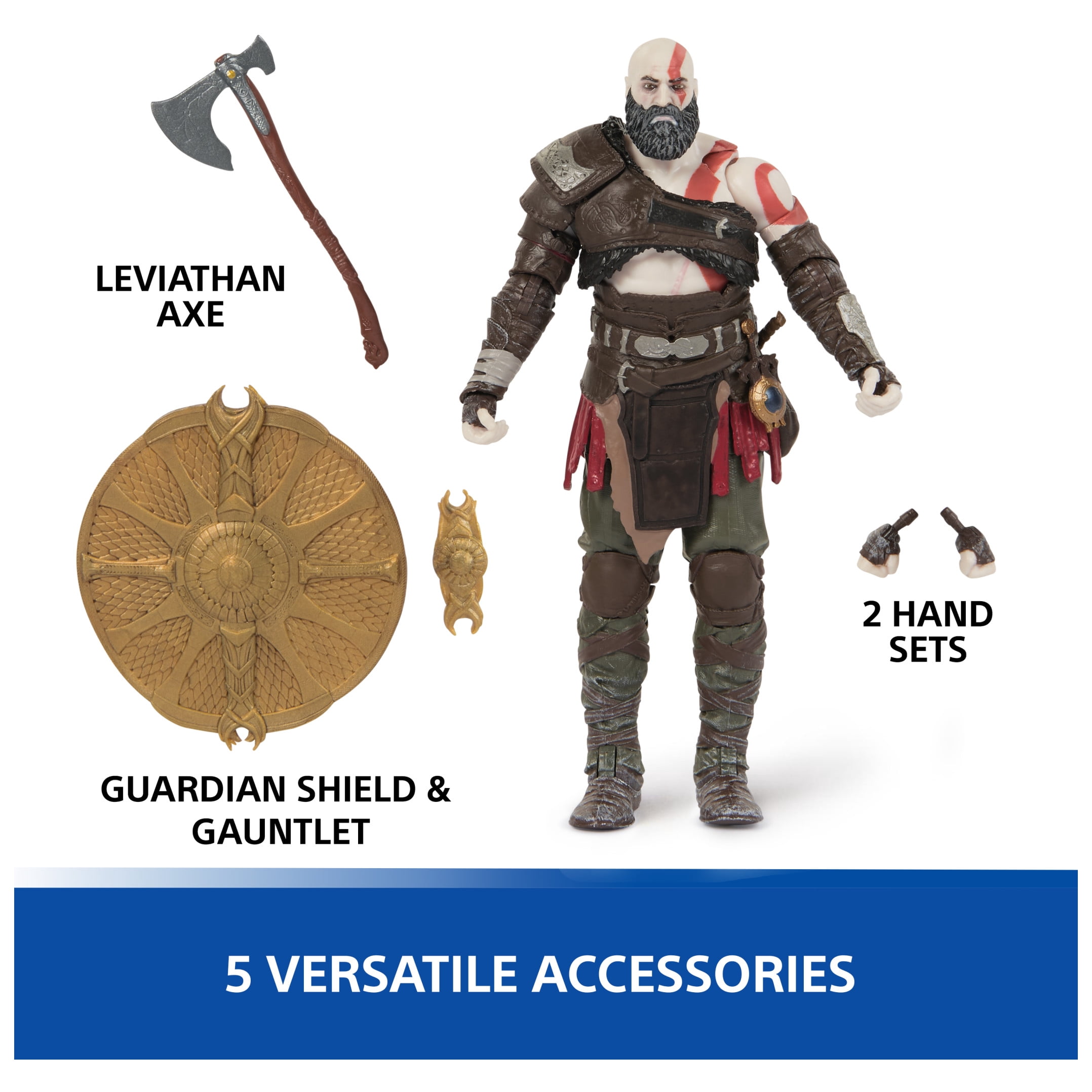 PlayStation God of War Ragnarök, 6” Kratos Action Figure with 5 Accessories, 17+