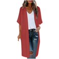 thumbnail image 2 of Kimono Cardigans for Women 3/4 Sleeve Sheer Chiffon Loose Open Front Lightweight Long Cardigans Summer Beach Coverups, 2 of 5
